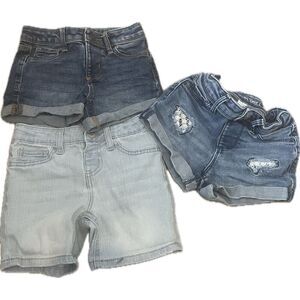 Lot of 3 Girls Size 5 Denim Shorts Jumping Beans Dear Juniper Adjustible Waist